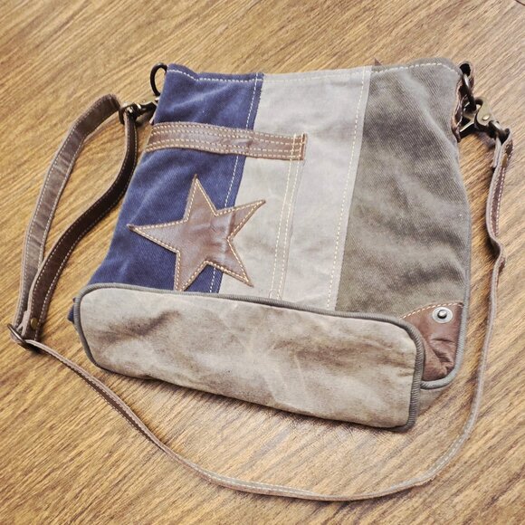 MYRA BAG Women's 100% Cotton/Leather Patchwork Design Crossbody Bag - Medium - Picture 3 of 16